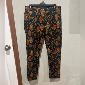 Scotch & Soda Black Pants with Brown Paisley Print Size 29 Cotton Blend EUC Chic